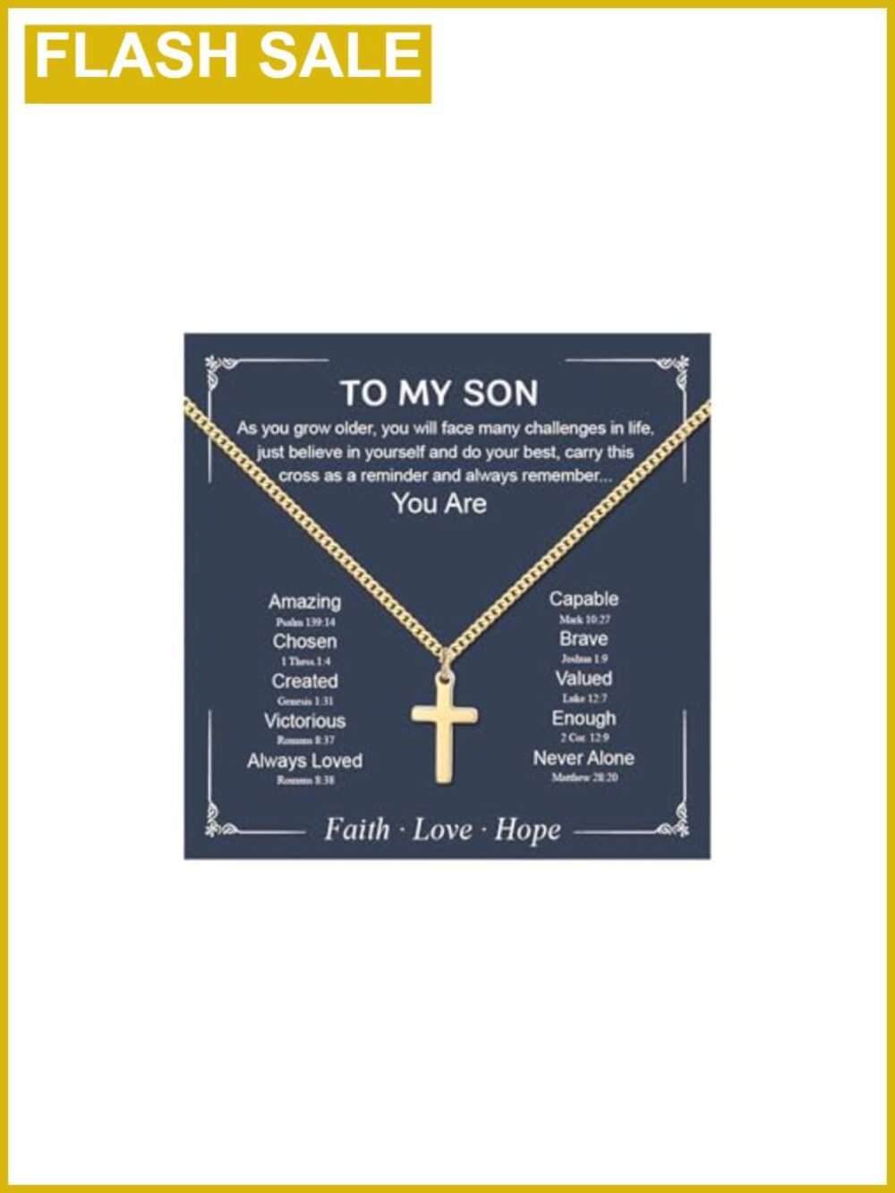 Boys Small Cross Necklace Stainless Steel Baptism Confirmation Gift